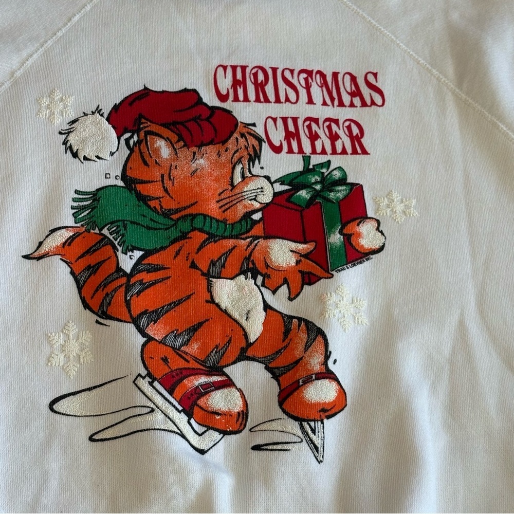 Vintage 90s Christmas Cheer Tiger Sweatshirt XL NWT Made in USA
